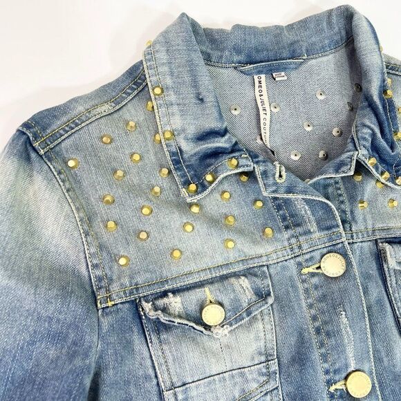 Romeo & Juliet Couture Womens Blue Collared Long Sleeve Denim Jacket Size Medium - Picture 3 of 8